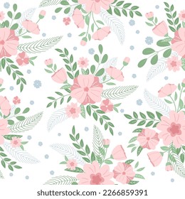 Seamless pattern flower on white background. Print for your design. Vector Illustration.
