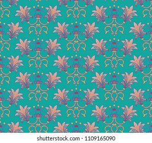 Seamless pattern with flower ornaments 