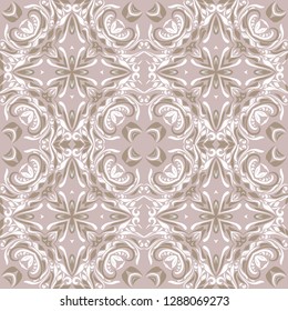 Seamless pattern with flower ornaments and gentle color background