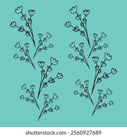 seamless pattern, flower, flower outline, plant, black and white illustration. fabric design, fashionable print