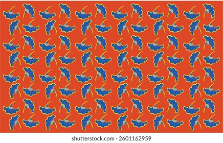 Seamless pattern flower petal blue yellow red background vector spring textile wallpaper