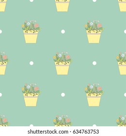 Seamless Pattern Flower Pot Hand Drawn Stock Vector (Royalty Free ...