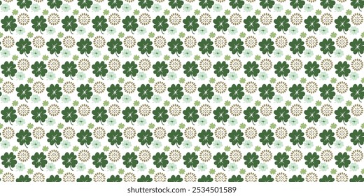 Seamless Pattern with Flower. Shamrock Graphic Background. Flower seamless pattern for textile Invitation card, Nursery room decor, Poster, Backdrop, Banner. Editable Vector.