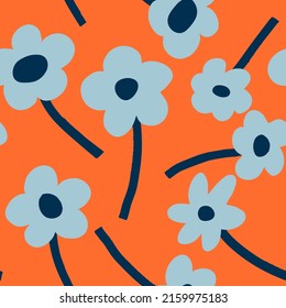 Seamless pattern with flower pattern. Summer mood. Vector Hand drawn background for design and card, covers, package, wrapping paper.