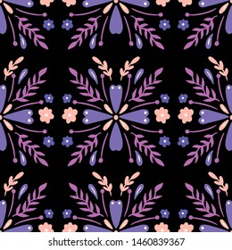 Seamless pattern flower traditional. Nature folk ornament. Ethno boho style.Hand drawing. Vector illustration.