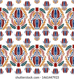 Seamless pattern flower traditional. Nature folk ornament. Ethno boho style.Hand drawing. Vector illustration.