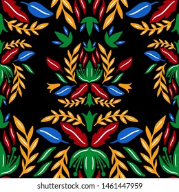 Seamless pattern flower traditional. Nature folk ornament. Ethno boho style.Hand drawing. Vector illustration.