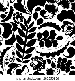 seamless pattern with flower. various flower and leaves. vector illustration
