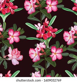 Seamless pattern flower Vector illustration with Mock Azalea and  pink orchid 