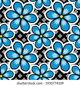 Seamless pattern with flower vector Illustration, batik style 