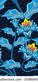 Seamless pattern with flower vector Illustration, batik style