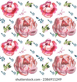 Seamless pattern. Pattern flower. Vector illustration in a watercolor style. Use printed materials, signs, objects, websites, maps.