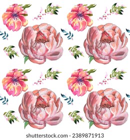 Seamless pattern. Pattern flower. Vector illustration in a watercolor style. Use printed materials, signs, objects, websites, maps.