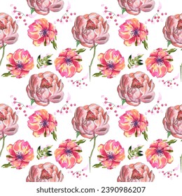 Seamless pattern. Pattern flower. Vector illustration in a watercolor style. Use printed materials, signs, objects, websites, maps.