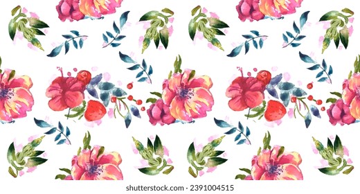 Seamless pattern. Pattern flower. Vector illustration in a watercolor style. Use printed materials, signs, objects, websites, maps.
