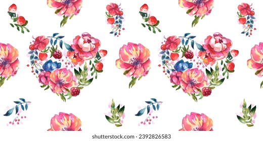 Seamless pattern. Pattern flower. Vector illustration in a watercolor style. Use printed materials, signs, objects, websites, maps.
