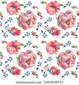 Seamless pattern. Pattern flower. Vector illustration in a watercolor style. Use printed materials, signs, objects, websites, maps