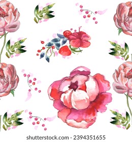 Seamless pattern. Pattern flower. Vector illustration in a watercolor style. Use printed materials, signs, objects, websites, maps.
