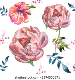 Seamless pattern. Pattern flower. Vector illustration in a watercolor style. Use printed materials, signs, objects, websites, maps.
