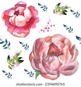 Seamless pattern. Pattern flower. Vector illustration in a watercolor style. Use printed materials, signs, objects, websites, maps.
