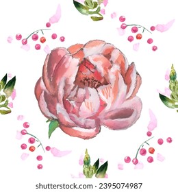 Seamless pattern. Pattern flower. Vector illustration in a watercolor style. Use printed materials, signs, objects, websites, maps.
