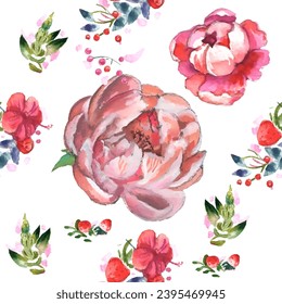 Seamless pattern. Pattern flower. Vector illustration in a watercolor style. Use printed materials, signs, objects, websites, maps.
