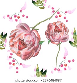 Seamless pattern. Pattern flower. Vector illustration in a watercolor style. Use printed materials, signs, objects, websites, maps.
