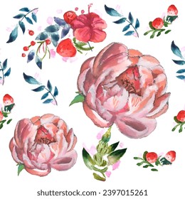 Seamless pattern. Pattern flower. Vector illustration in a watercolor style. Use printed materials, signs, objects, websites, maps.
