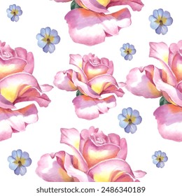 Seamless pattern. Pattern flower. Vector illustration in a watercolor style. Use printed materials, signs, objects, websites, maps.
