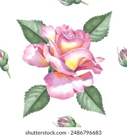 Seamless pattern. Pattern flower. Vector illustration in a watercolor style. Use printed materials, signs, objects, websites, maps.
