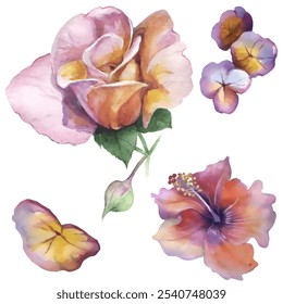 Padrão contínuo. Flor padrão. Ilustração vetorial em estilo de aquarela. Use materiais impressos, sinais, objetos, sites, mapas.
