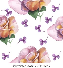 Padrão contínuo. Flor padrão. Ilustração vetorial em estilo de aquarela. Use materiais impressos, sinais, objetos, sites, mapas.
