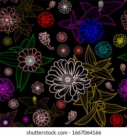 Seamless pattern flower vector. Inspired by the '' Zinnia Elegans flower'' is great for paper motifs, pillow fabrics, bed linen and backgrounds