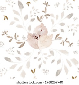 Seamless pattern with flower watercolor hand-painted