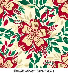 Seamless pattern flower.Elegant floral design.Botanical print. Fashion print. Vector illustration.