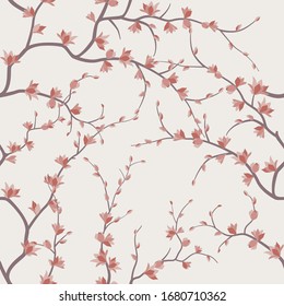 
seamless pattern of flowering branches