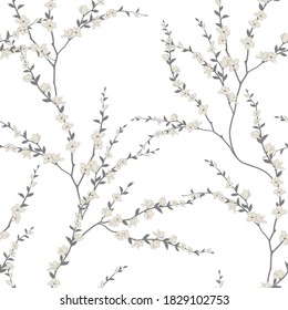 seamless pattern of flowering branches