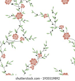 seamless pattern of flowering branches