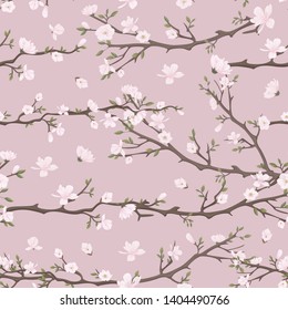 seamless pattern with flowering branches of magnolia