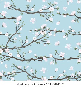 seamless pattern with flowering branches of magnolia
