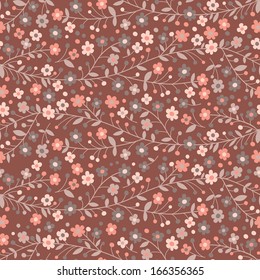 Seamless pattern of flowering branches. Vector illustration.