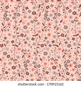 Seamless pattern of flowering branches. Vector illustration.