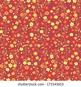 Seamless pattern of flowering branches. Vector illustration.