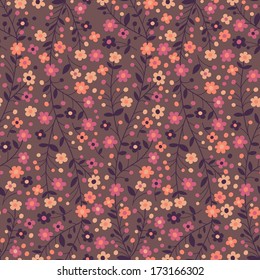 Seamless pattern of flowering branches. Vector illustration.