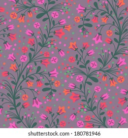 Seamless pattern of flowering branches. Vector illustration