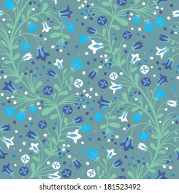 Seamless pattern of flowering branches. Vector illustration.