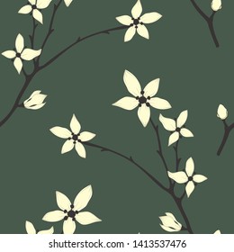 seamless pattern of flowering spring branches