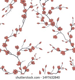 seamless pattern of flowering spring branches