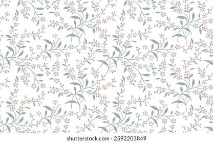 seamless pattern of flowering spring branches ,Vintage floral pattern. Rich ornament, old style pattern, Vintage hippie style. Cute floral pattern. Comely trendy pink flowers on white background.
