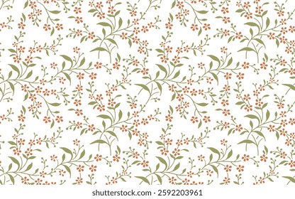 seamless pattern of flowering spring branches ,Vintage floral pattern. Rich ornament, old style pattern, Vintage hippie style. Cute floral pattern. Comely trendy dark pink flowers on white background.